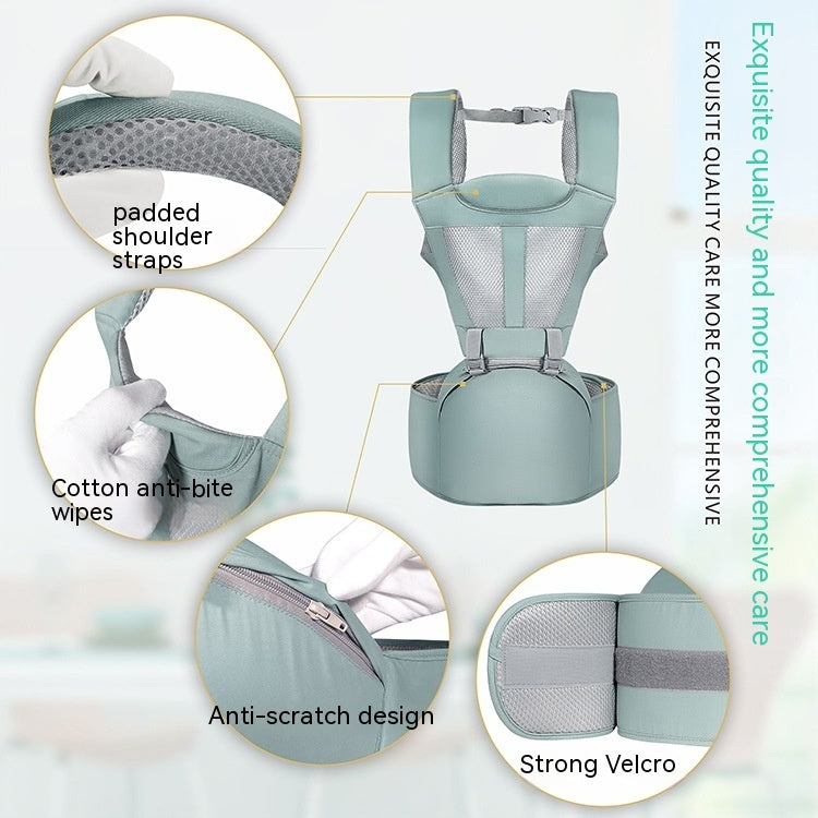 Bebamour Baby Carrier Newborn to Toddler Baby Carrier Hipseat 0-36Months with Head Hood, 3 PCS Teething Pads, Waist Extender