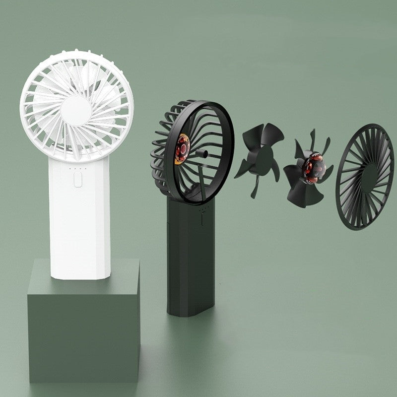 HandFan 2025 New Portable Handheld Fan, 2 in 1 Hand Fan, Up to 10000mAh Rechargeable Battery Operated, Personal Foldable Makeup Fan on Desk, Portable Cooling Fan for Travel/Summer/Concerts/Lash(Black&Blue)
